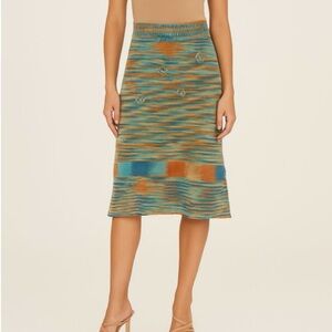 Stella Pardo Paris Kusi Fiorella Hand Knit Alpaca Wool Multicolor Midi Skirt S